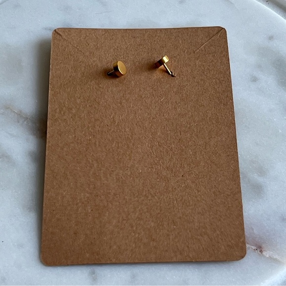 Flatback flat back stud earring tragus helix lobe 14K gold plated faux pearl new - Picture 4 of 4